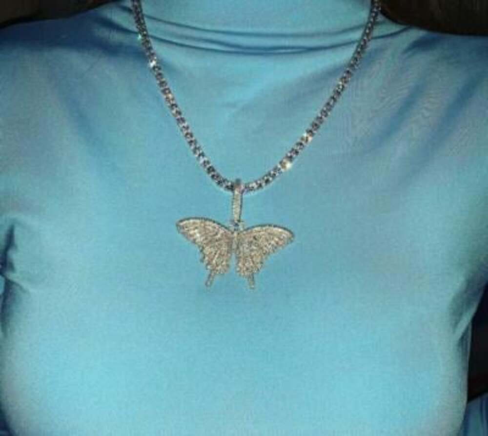 Rhinestone butterfly necklace , Tennis choker, butterfly tennis necklace,